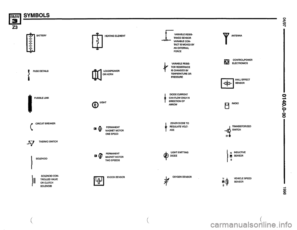 BMW Z3 ROADSTER 1996 E36 Electrical Troubleshooting Manual 