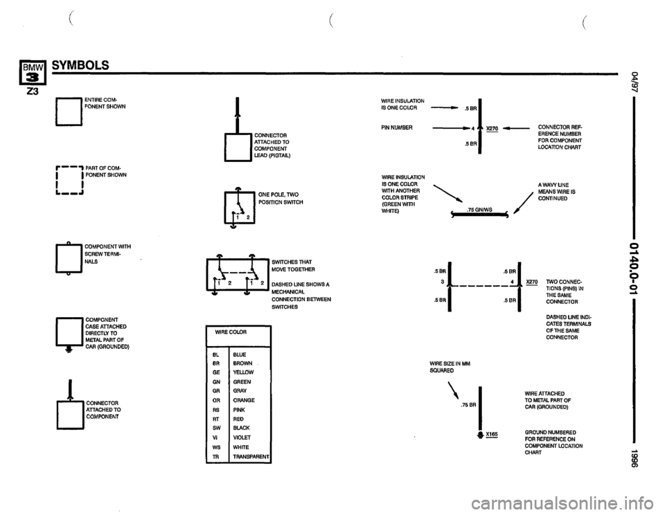 BMW Z3 ROADSTER 1996 E36 Electrical Troubleshooting Manual 