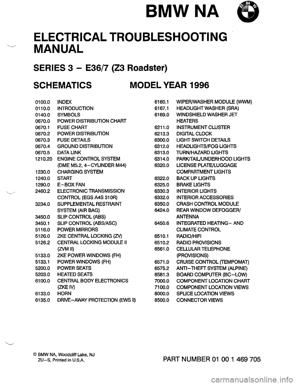 BMW Z3 ROADSTER 1996 E36 Electrical Troubleshooting Manual 