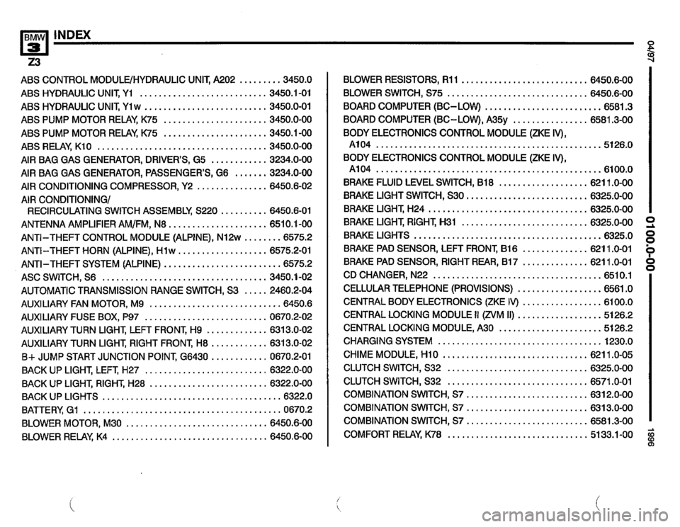 BMW Z3 ROADSTER 1996 E36 Electrical Troubleshooting Manual 