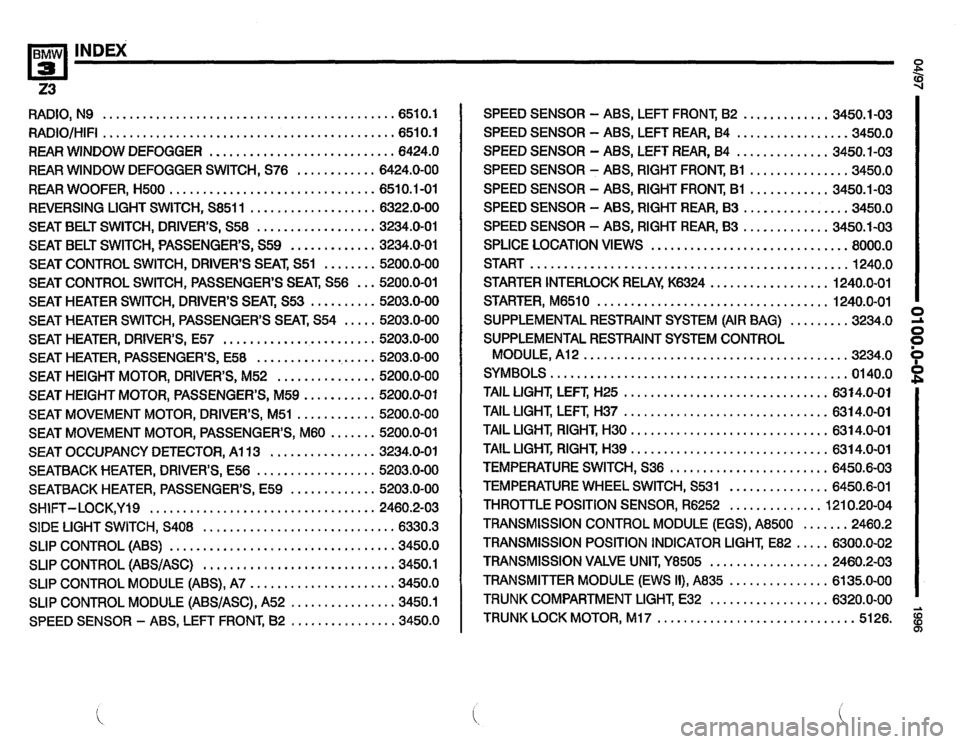 BMW Z3 ROADSTER 1996 E36 Electrical Troubleshooting Manual 