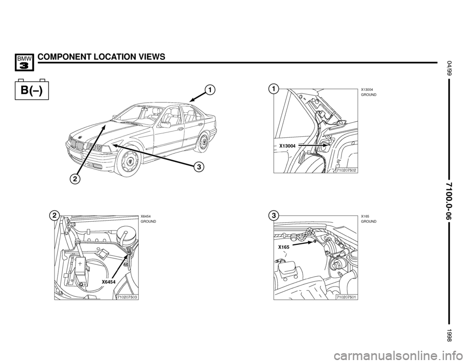 BMW M3 1998 E36 Electrical Troubleshooting Manual COMPONENT LOCATION VIEWS $%%


%%&
	

X13004
GROUND
X165
GROUND X6454
GROUND


 