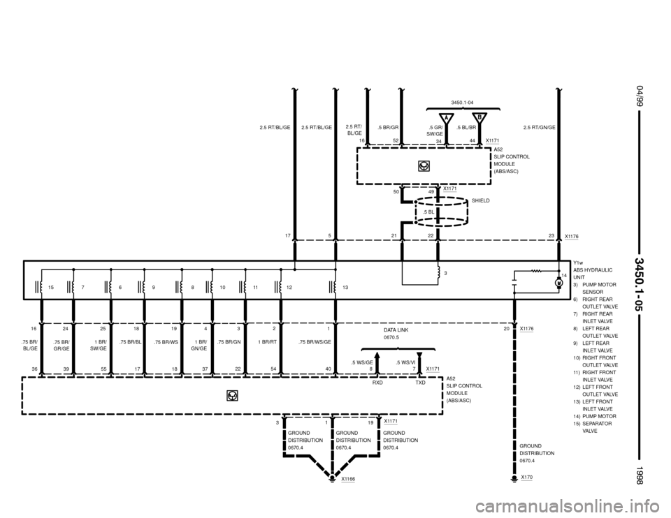 BMW Z3M ROADSTER 1998 E36 Electrical Troubleshooting Manual  !""
	
#""$
	
52 X117134
.5 BR/GR.5 GR/
SW/GE
5049X1171
21
.5 BL
2223
X1176
2.5 RT/BL/GE
5
18194231
.75 BR/BL.75 BR/WS1 BR/
GN/GE1 BR/RT.75 BR/GN.75 BR/WS/GE
17183754224087 X1171.5 WS/GE.5 WS/