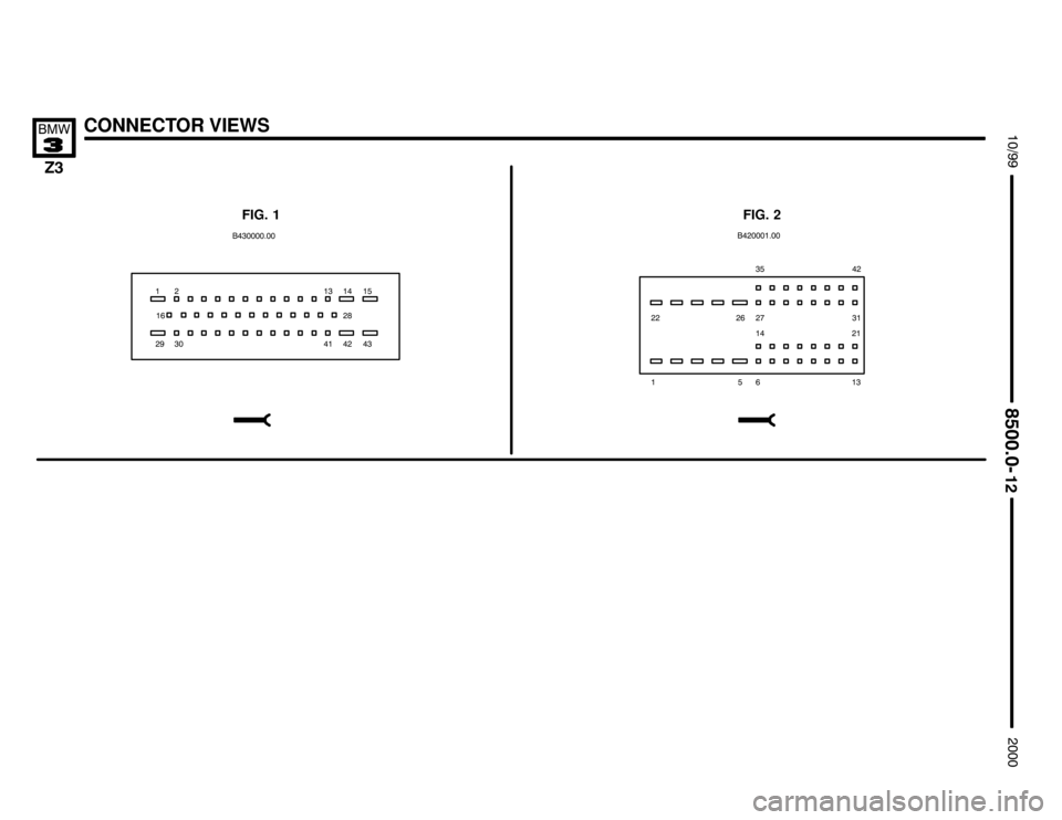 BMW Z3M ROADSTER 2000 E36 Electrical Troubleshooting Manual 
,
,


CONNECTOR VIEWS

	


FIG. 2 FIG. 1






 
 
  


 

 

 

    
