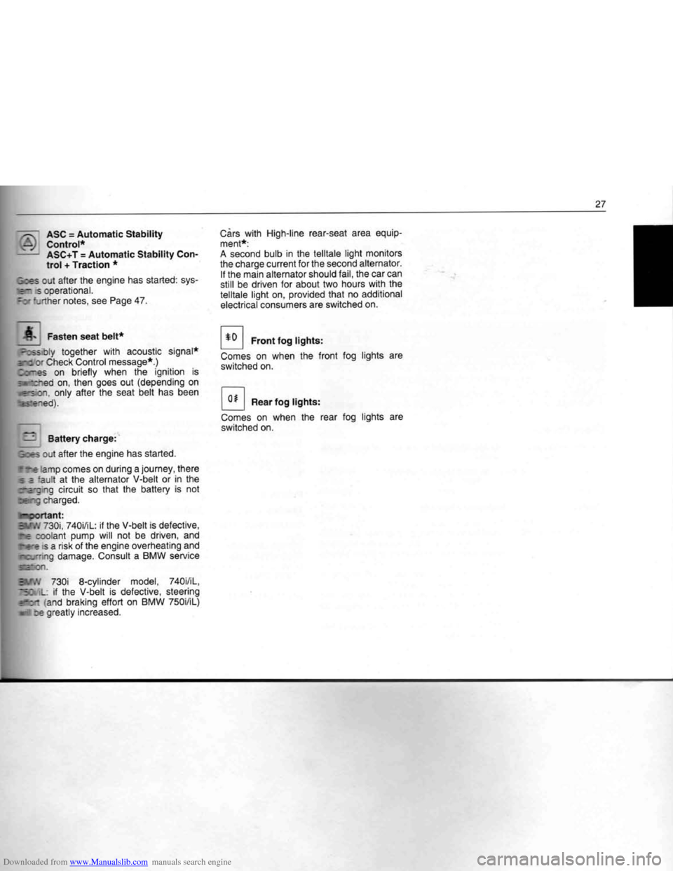 BMW 7 SERIES 1994 E38 Owners Manual Downloaded from www.Manualslib.com manuals search engine BMW 7 SERIES 1994 E38 Owners Manual Downloaded from www.Manualslib.com manuals search engine