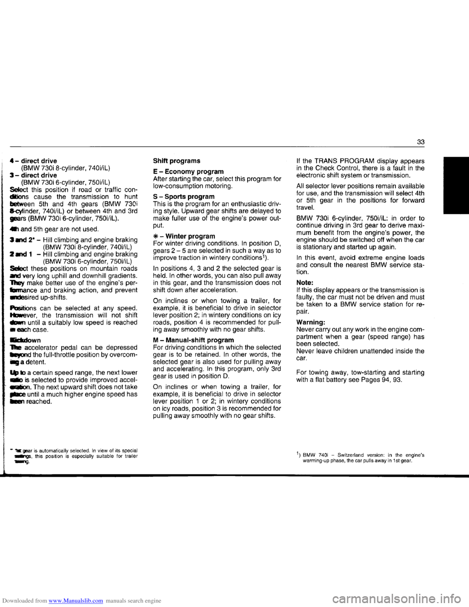 BMW 7 SERIES 1994 E38 Owners Guide Downloaded from www.Manualslib.com manuals search engine BMW 7 SERIES 1994 E38 Owners Guide Downloaded from www.Manualslib.com manuals search engine