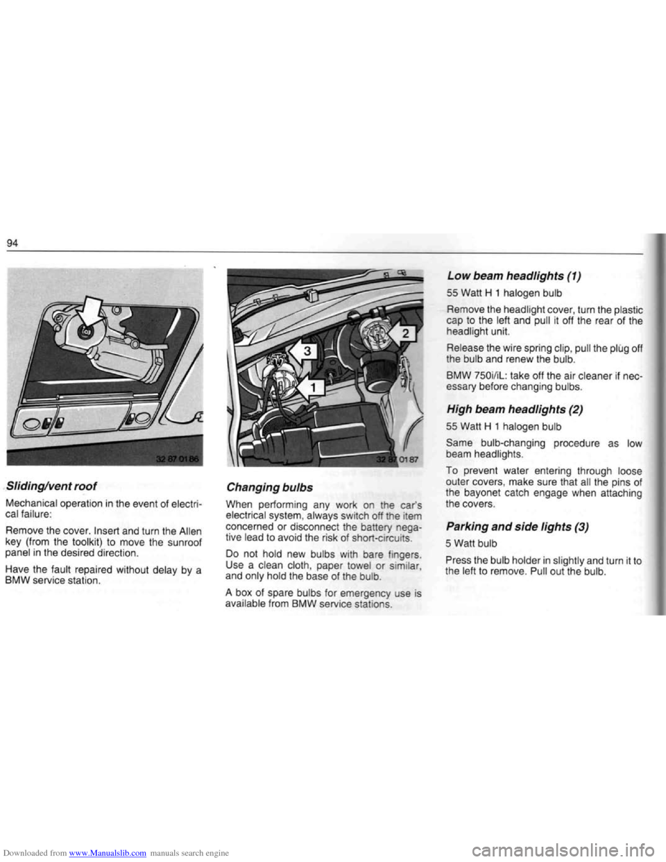BMW 7 SERIES 1994 E38 Owners Manual Downloaded from www.Manualslib.com manuals search engine BMW 7 SERIES 1994 E38 Owners Manual Downloaded from www.Manualslib.com manuals search engine