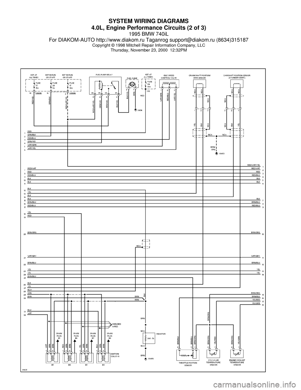 Bmw 740il 1995 E38 System Wiring Diagrams 60 Pages