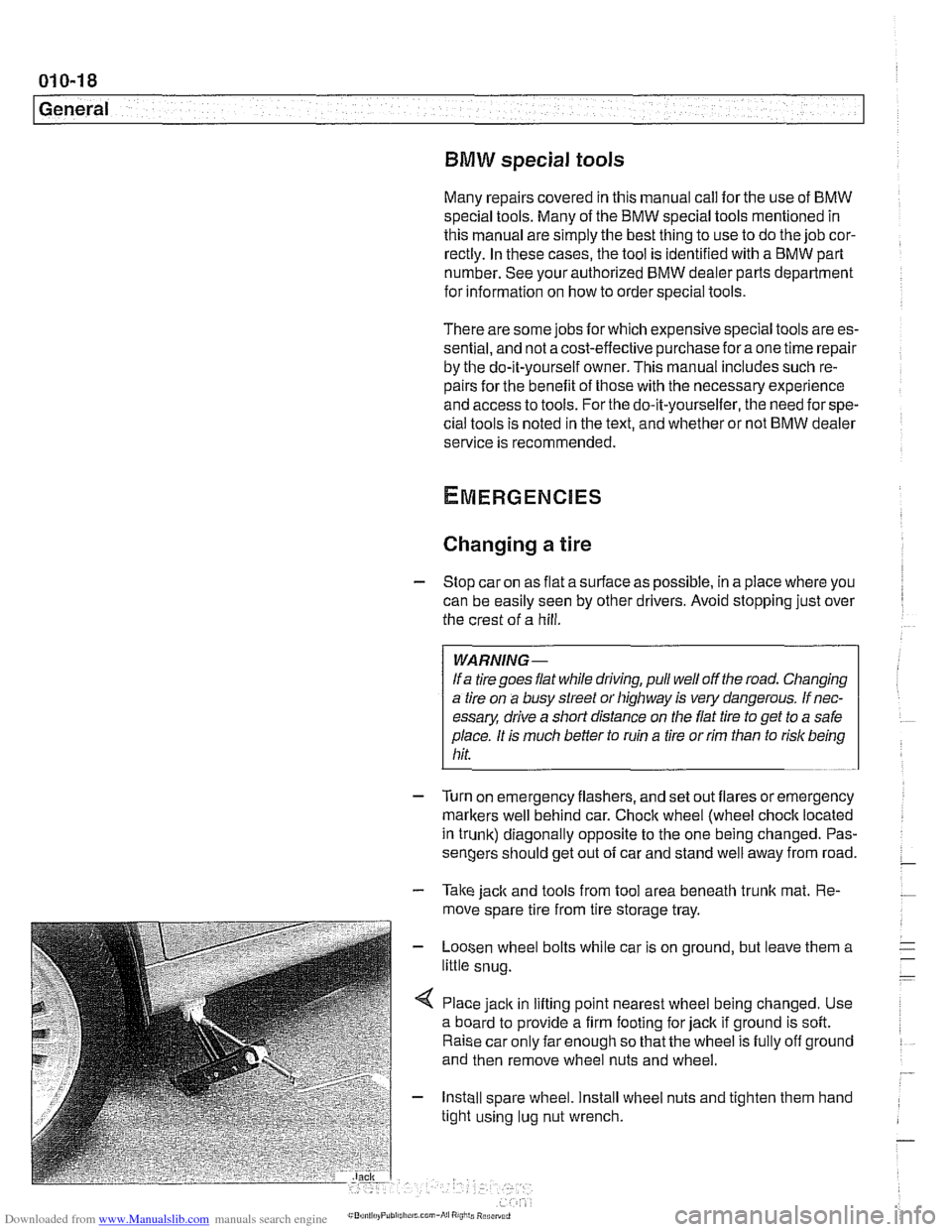 BMW 540i 1997 E39 Workshop Manual Downloaded from www.Manualslib.com manuals search engine
-
General
BMW special tools
Many repairs covered in this manual call for the use of BMW
special tools. Many of the BMW special tools BMW 540i 1997 E39 Workshop Manual Downloaded from www.Manualslib.com manuals search engine
-
General
BMW special tools
Many repairs covered in this manual call for the use of BMW
special tools. Many of the BMW special tools