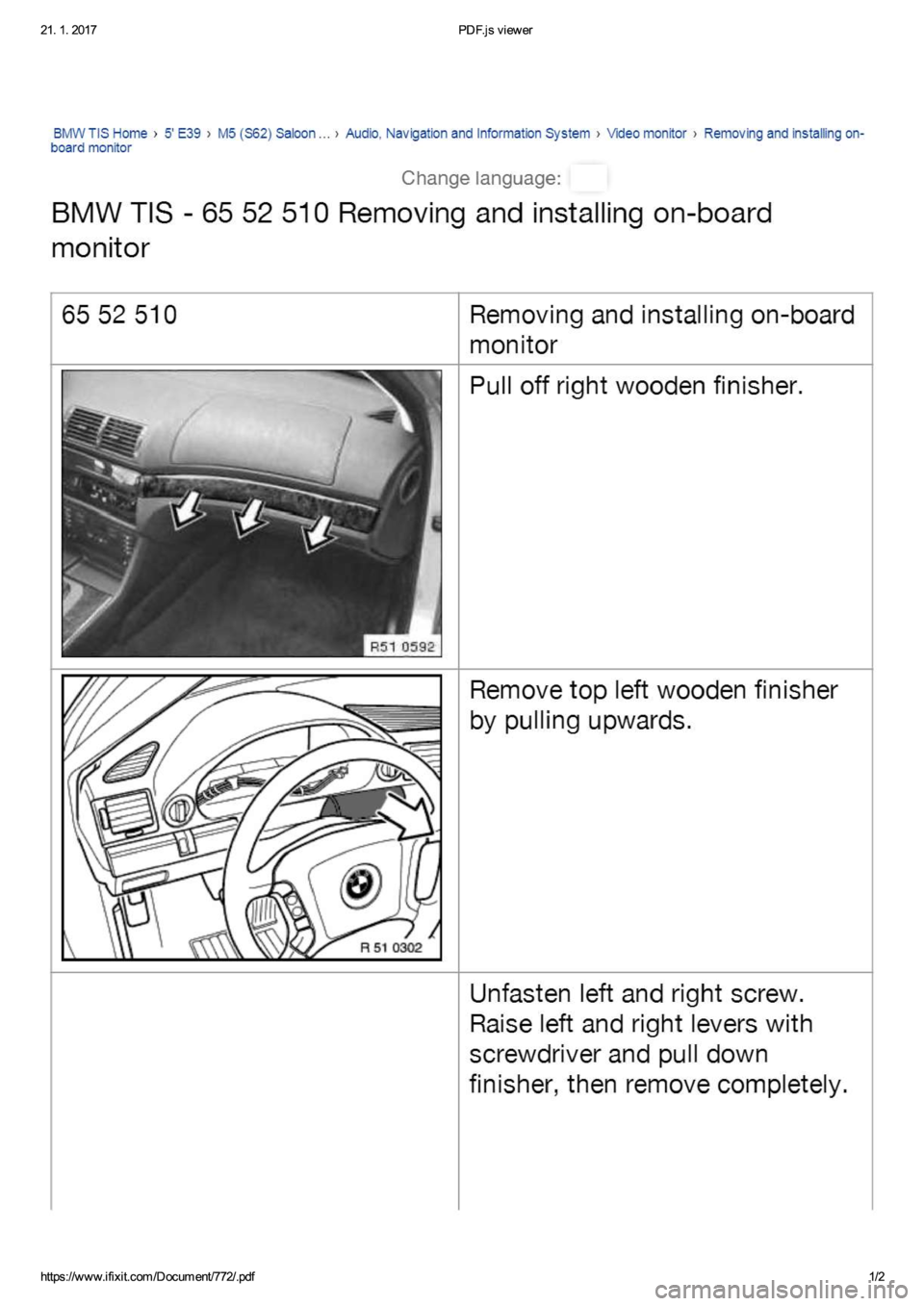 BMW M5 2002 E39 Removing and instaling onboard monitor BMW M5 2002 E39 Removing and instaling onboard monitor