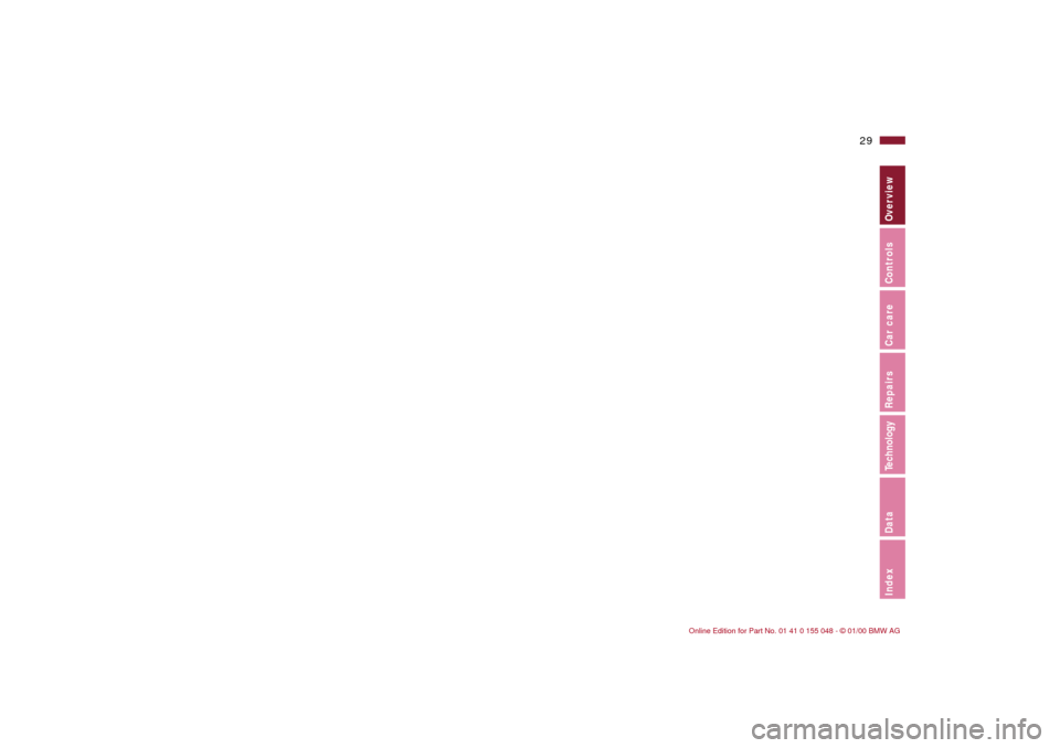 BMW 328Ci CONVERTIBLE 2000 E46 Owners Guide 29n
IndexDataTechnologyRepairsCar careControlsOverview 