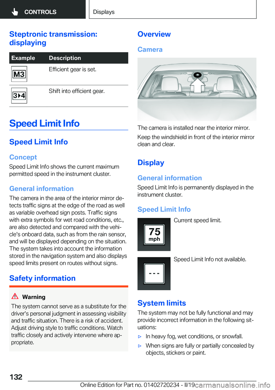 BMW 2 SERIES CONVERTIBLE 2020  Owners Manual �S�t�e�p�t�r�o�n�i�c��t�r�a�n�s�m�i�s�s�i�o�n�:
�d�i�s�p�l�a�y�i�n�g�E�x�a�m�p�l�e�D�e�s�c�r�i�p�t�i�o�n�E�f�f�i�c�i�e�n�t��g�e�a�r��i�s��s�e�t�.�S�h�i�f�t��i�n�t�o��e�f�f�i�c�i�e�n�t��g�e�a�r�
