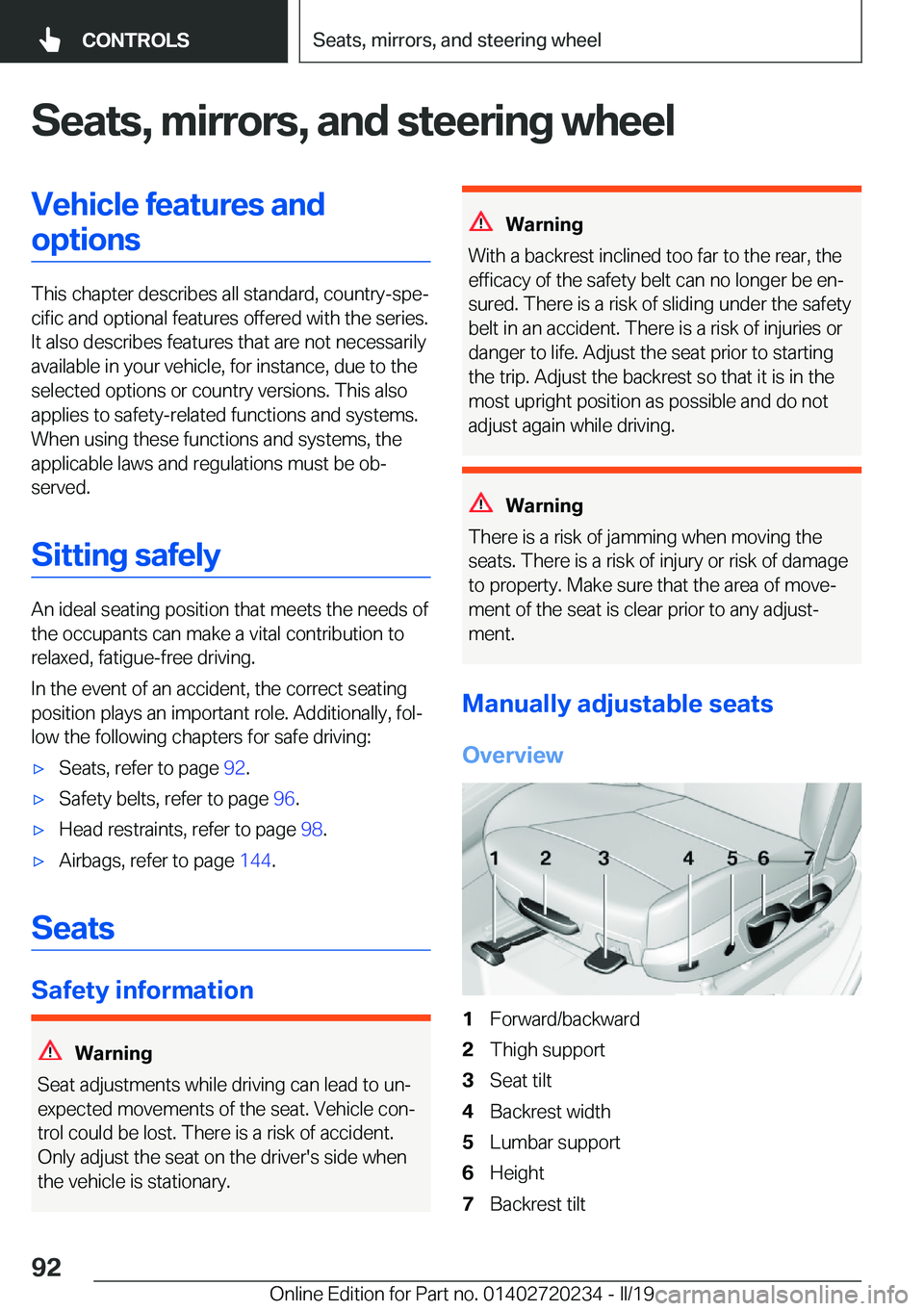 BMW 2 SERIES CONVERTIBLE 2020  Owners Manual �S�e�a�t�s�,��m�i�r�r�o�r�s�,��a�n�d��s�t�e�e�r�i�n�g��w�h�e�e�l�V�e�h�i�c�l�e��f�e�a�t�u�r�e�s��a�n�d�o�p�t�i�o�n�s
�T�h�i�s��c�h�a�p�t�e�r��d�e�s�c�r�i�b�e�s��a�l�l��s�t�a�n�d�a�r�d�,��c�