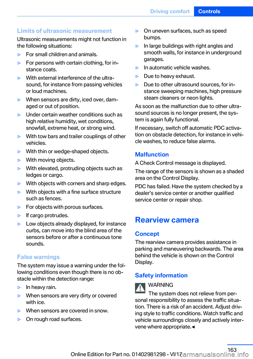 BMW 2 SERIES CONVERTIBLE 2018  Owners Manual �L�i�m�i�t�s��o�f��u�l�t�r�a�s�o�n�i�c��m�e�a�s�u�r�e�m�e�n�t
�U�l�t�r�a�s�o�n�i�c� �m�e�a�s�u�r�e�m�e�n�t�s� �m�i�g�h�t� �n�o�t� �f�u�n�c�t�i�o�n� �i�n
�t�h�e� �f�o�l�l�o�w�i�n�g� �s�i�t�u�a�t�i�o