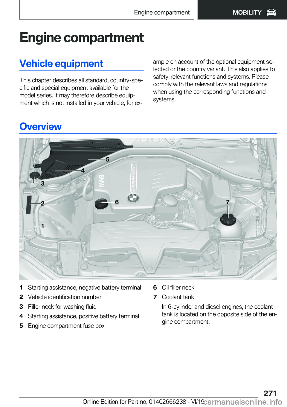 BMW 2 SERIES COUPE 2020  Owners Manual �E�n�g�i�n�e��c�o�m�p�a�r�t�m�e�n�t�V�e�h�i�c�l�e��e�q�u�i�p�m�e�n�t
�T�h�i�s��c�h�a�p�t�e�r��d�e�s�c�r�i�b�e�s��a�l�l��s�t�a�n�d�a�r�d�,��c�o�u�n�t�r�y�-�s�p�ej�c�i�f�i�c��a�n�d��s�p�e�c�i�