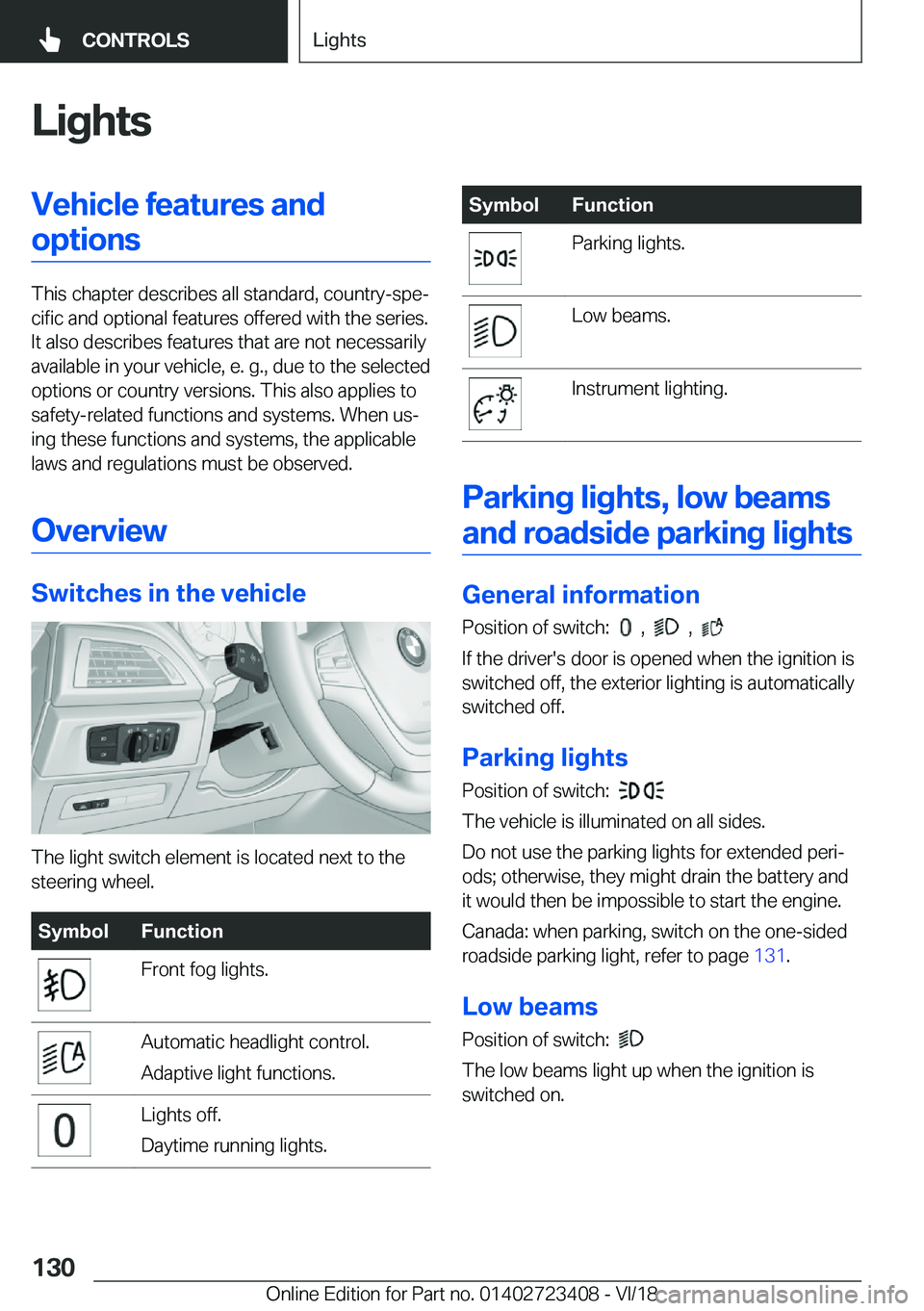 BMW 2 SERIES COUPE 2019  Owners Manual �L�i�g�h�t�s�V�e�h�i�c�l�e��f�e�a�t�u�r�e�s��a�n�d�o�p�t�i�o�n�s
�T�h�i�s��c�h�a�p�t�e�r��d�e�s�c�r�i�b�e�s��a�l�l��s�t�a�n�d�a�r�d�,��c�o�u�n�t�r�y�-�s�p�ej�c�i�f�i�c��a�n�d��o�p�t�i�o�n�a�
