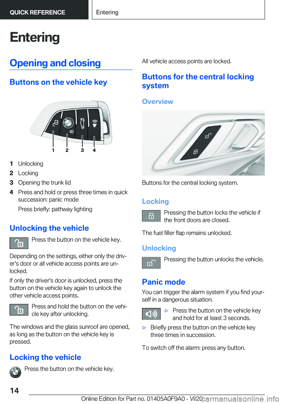 BMW 2 SERIES GRAN COUPE 2021 User Guide �E�n�t�e�r�i�n�g�O�p�e�n�i�n�g��a�n�d��c�l�o�s�i�n�g
�B�u�t�t�o�n�s��o�n��t�h�e��v�e�h�i�c�l�e��k�e�y
�1�U�n�l�o�c�k�i�n�g�2�L�o�c�k�i�n�g�3�O�p�e�n�i�n�g��t�h�e��t�r�u�n�k��l�i�d�4�P�r�e�s�s