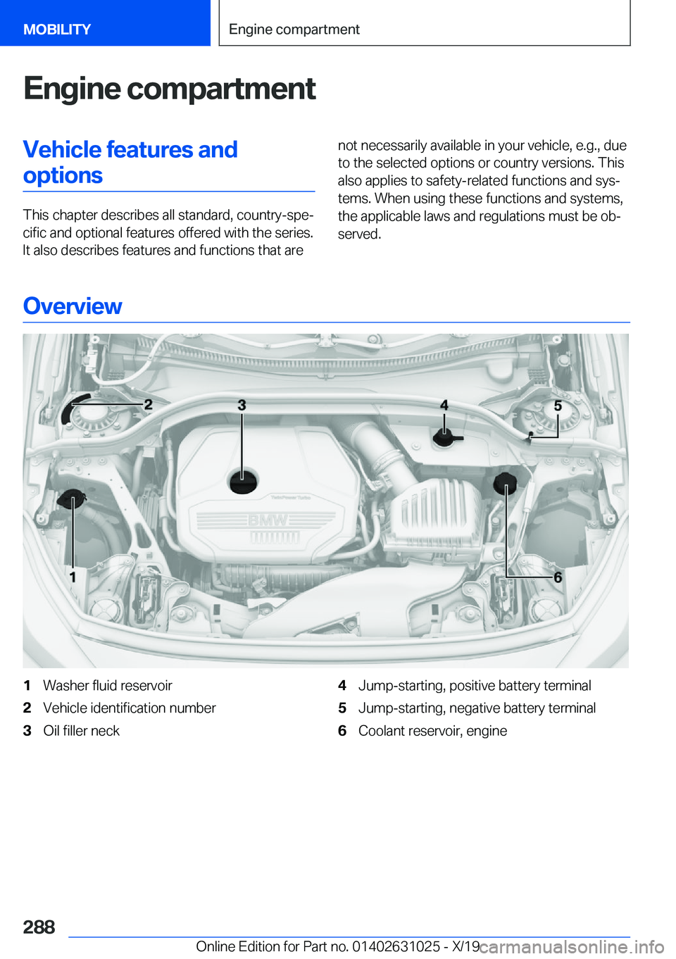 BMW 2 SERIES GRAN COUPE 2020  Owners Manual �E�n�g�i�n�e��c�o�m�p�a�r�t�m�e�n�t�V�e�h�i�c�l�e��f�e�a�t�u�r�e�s��a�n�d�o�p�t�i�o�n�s
�T�h�i�s��c�h�a�p�t�e�r��d�e�s�c�r�i�b�e�s��a�l�l��s�t�a�n�d�a�r�d�,��c�o�u�n�t�r�y�-�s�p�ej�c�i�f�i�c�