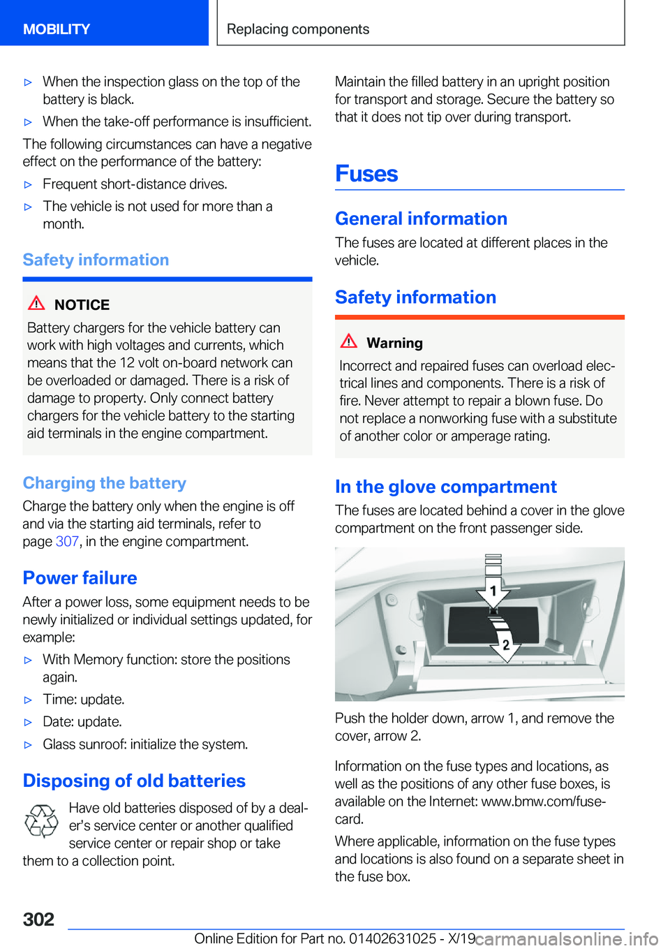 BMW 2 SERIES GRAN COUPE 2020  Owners Manual 'x�W�h�e�n��t�h�e��i�n�s�p�e�c�t�i�o�n��g�l�a�s�s��o�n��t�h�e��t�o�p��o�f��t�h�e
�b�a�t�t�e�r�y��i�s��b�l�a�c�k�.'x�W�h�e�n��t�h�e��t�a�k�e�-�o�f�f��p�e�r�f�o�r�m�a�n�c�e��i�s��