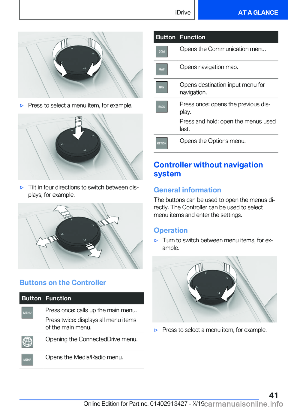 BMW 3 SERIES 2020 Service Manual 'x�P�r�e�s�s��t�o��s�e�l�e�c�t��a��m�e�n�u��i�t�e�m�,��f�o�r��e�x�a�m�p�l�e�.'x�T�i�l�t��i�n��f�o�u�r��d�i�r�e�c�t�i�o�n�s��t�o��s�w�i�t�c�h��b�e�t�w�e�e�n��d�i�s#j
�p�l�a�y�s�,�