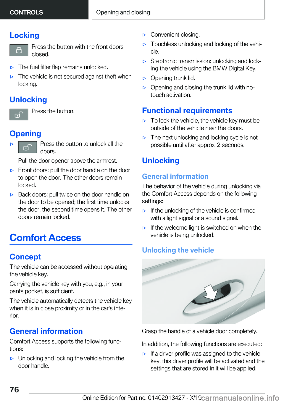 BMW 3 SERIES 2020 Manual PDF �L�o�c�k�i�n�g�P�r�e�s�s��t�h�e��b�u�t�t�o�n��w�i�t�h��t�h�e��f�r�o�n�t��d�o�o�r�s�c�l�o�s�e�d�.'x�T�h�e��f�u�e�l��f�i�l�l�e�r��f�l�a�p��r�e�m�a�i�n�s��u�n�l�o�c�k�e�d�.'x�T�h�e��v