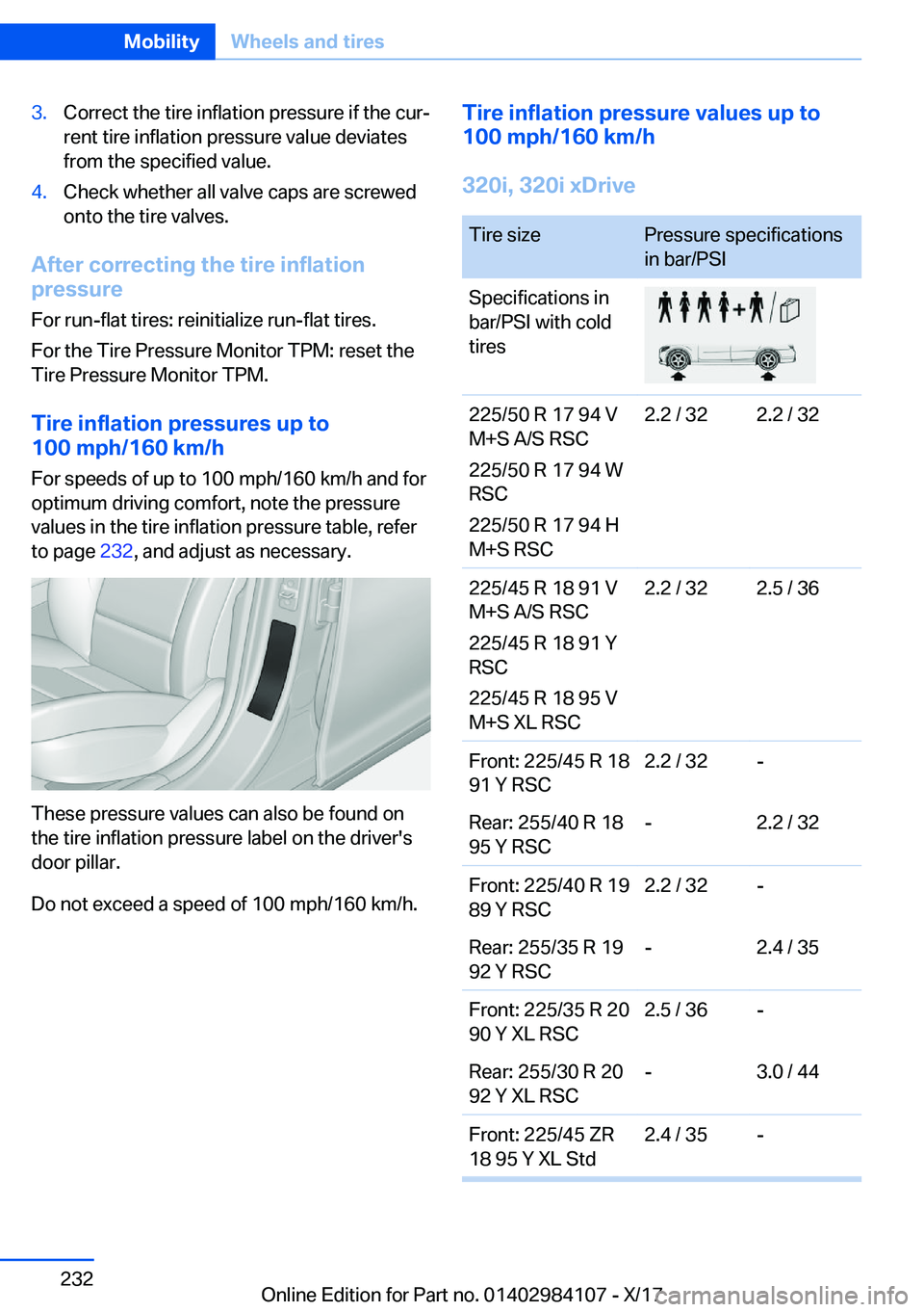 BMW 3 SERIES 2018  Owners Manual �3�.�C�o�r�r�e�c�t� �t�h�e� �t�i�r�e� �i�n�f�l�a�t�i�o�n� �p�r�e�s�s�u�r�e� �i�f� �t�h�e� �c�u�rj�r�e�n�t� �t�i�r�e� �i�n�f�l�a�t�i�o�n� �p�r�e�s�s�u�r�e� �v�a�l�u�e� �d�e�v�i�a�t�e�s
�f�r�o�m� �t�h�