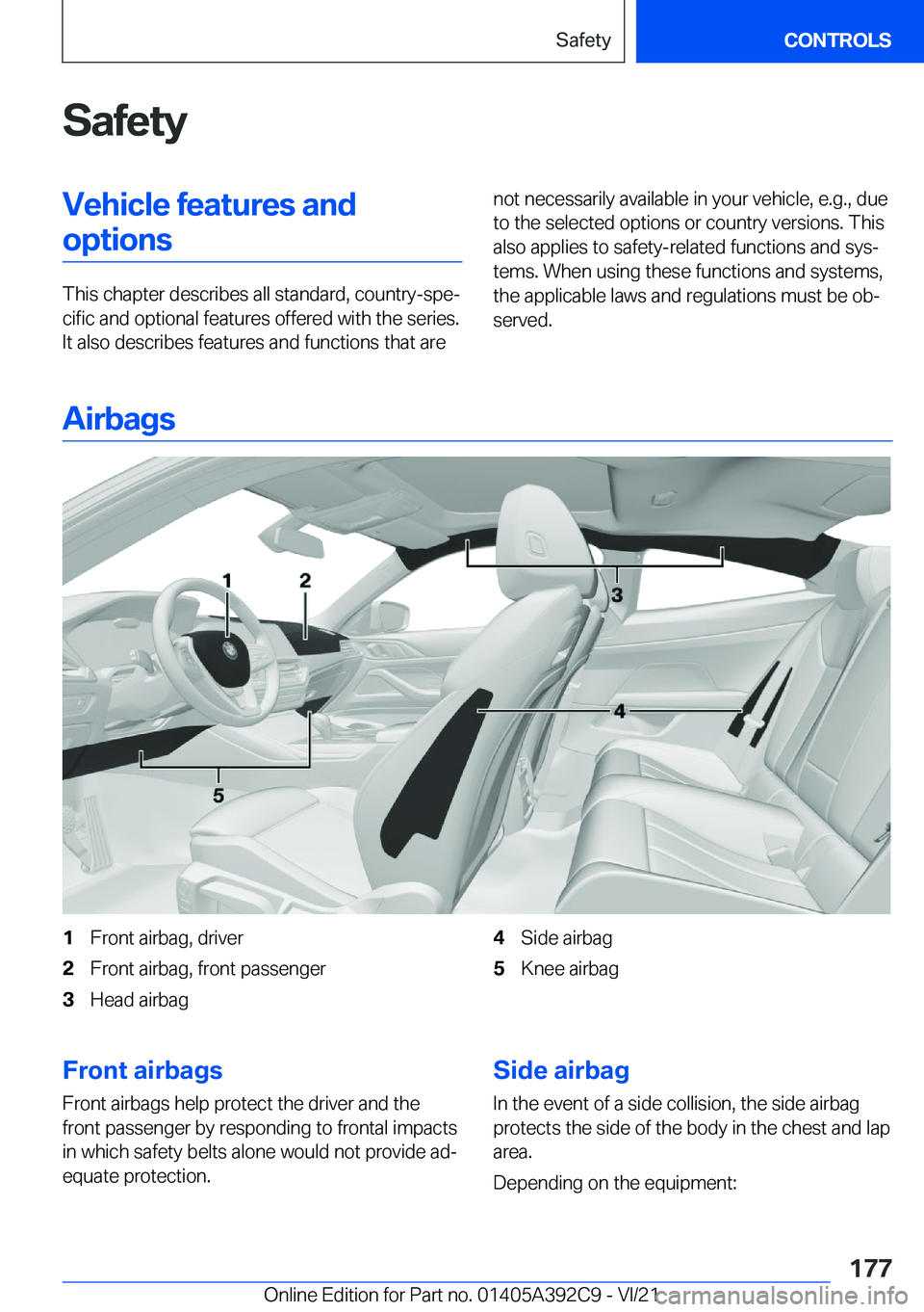 BMW 4 SERIES 2022  Owners Manual �S�a�f�e�t�y�V�e�h�i�c�l�e��f�e�a�t�u�r�e�s��a�n�d�o�p�t�i�o�n�s
�T�h�i�s��c�h�a�p�t�e�r��d�e�s�c�r�i�b�e�s��a�l�l��s�t�a�n�d�a�r�d�,��c�o�u�n�t�r�y�-�s�p�e#j�c�i�f�i�c��a�n�d��o�p�t�i�o�n�a�