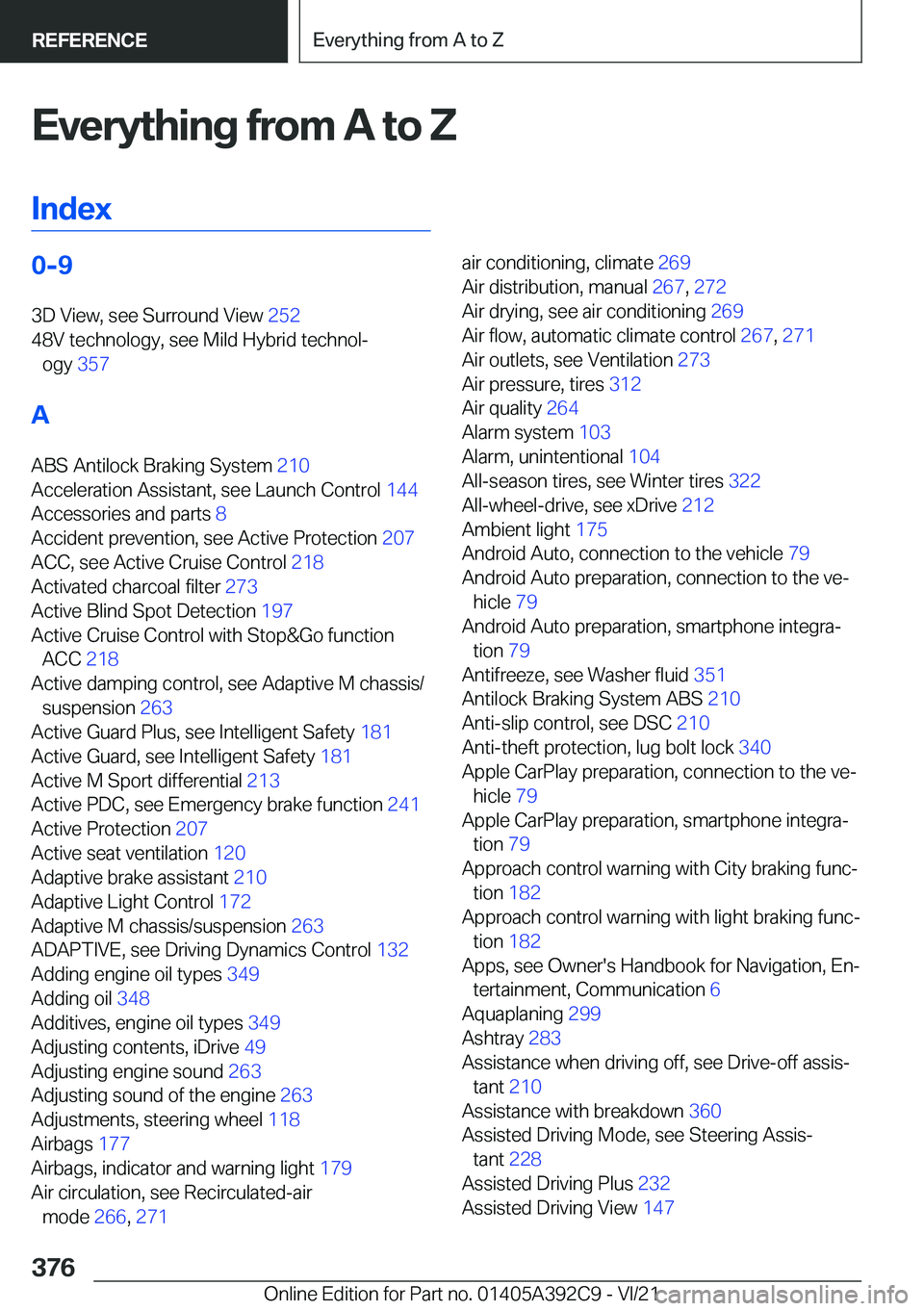 BMW 4 SERIES 2022  Owners Manual �E�v�e�r�y�t�h�i�n�g��f�r�o�m��A��t�o��Z�I�n�d�e�x�0�-�9 �3�D��V�i�e�w�,��s�e�e��S�u�r�r�o�u�n�d��V�i�e�w� �2�5�2�
�4�8�V��t�e�c�h�n�o�l�o�g�y�,��s�e�e��M�i�l�d��H�y�b�r�i�d��t�e�c�h�n�