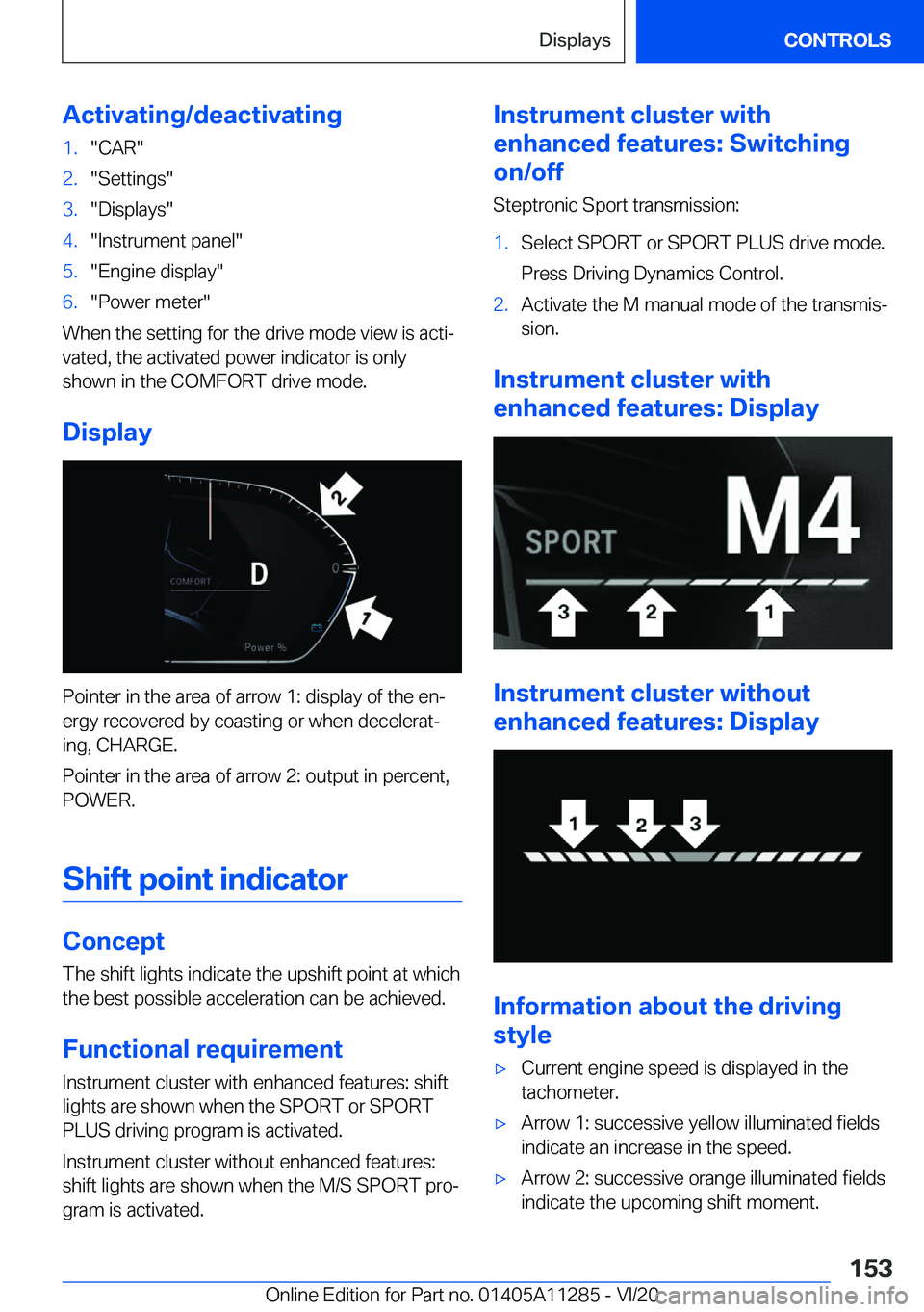 BMW 4 SERIES COUPE 2021  Owners Manual �A�c�t�i�v�a�t�i�n�g�/�d�e�a�c�t�i�v�a�t�i�n�g�1�.�"�C�A�R�"�2�.�"�S�e�t�t�i�n�g�s�"�3�.�"�D�i�s�p�l�a�y�s�"�4�.�"�I�n�s�t�r�u�m�e�n�t��p�a�n�e�l�"�5�.�"�E�n�g�i�n