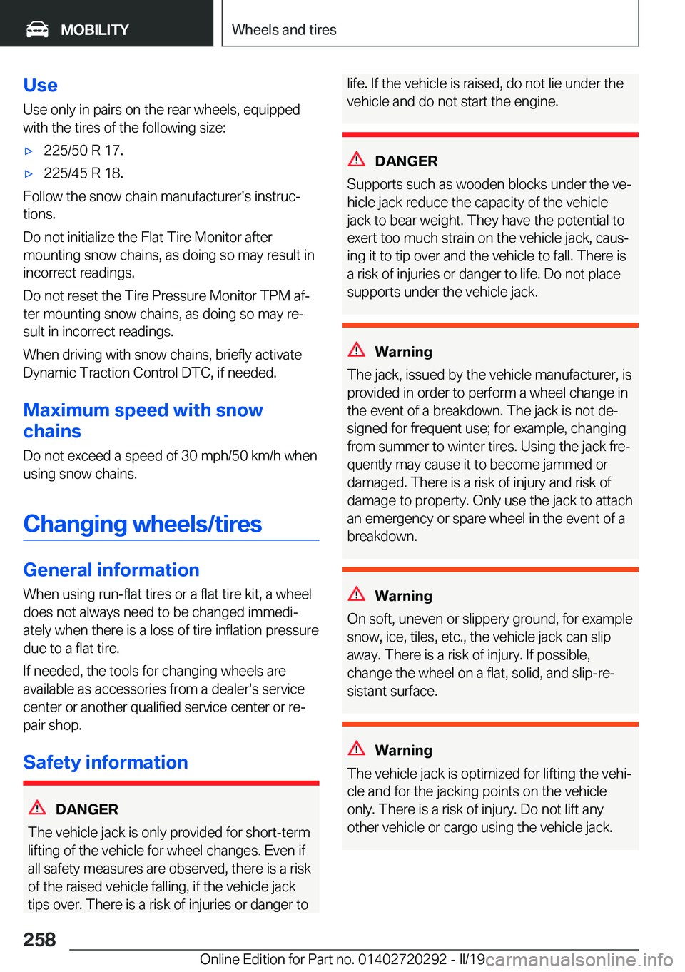 BMW 4 SERIES COUPE 2020  Owners Manual �U�s�e
�U�s�e��o�n�l�y��i�n��p�a�i�r�s��o�n��t�h�e��r�e�a�r��w�h�e�e�l�s�,��e�q�u�i�p�p�e�d
�w�i�t�h��t�h�e��t�i�r�e�s��o�f��t�h�e��f�o�l�l�o�w�i�n�g��s�i�z�e�:'x�2�2�5�/�5�0��R��1
