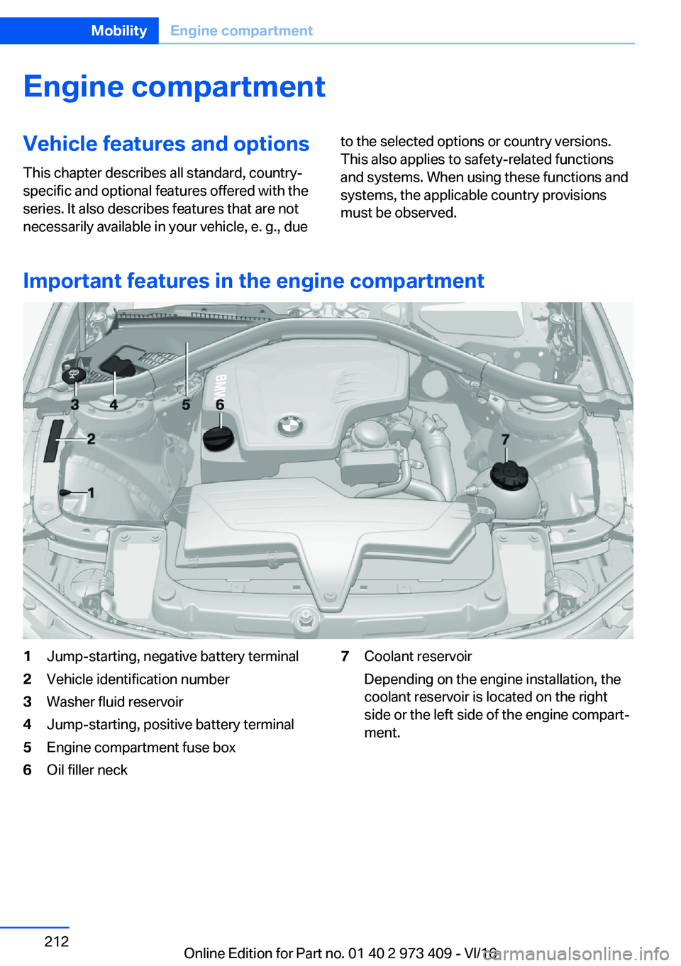 BMW 4 SERIES COUPE 2017  Owners Manual �E�n�g�i�n�e��c�o�m�p�a�r�t�m�e�n�t�V�e�h�i�c�l�e��f�e�a�t�u�r�e�s��a�n�d��o�p�t�i�o�n�s�T�h�i�s� �c�h�a�p�t�e�r� �d�e�s�c�r�i�b�e�s� �a�l�l� �s�t�a�n�d�a�r�d�,� �c�o�u�n�t�r�y�-�s�p�e�c�i�f�i�c� 