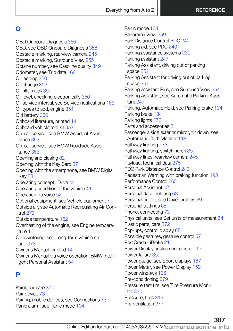 BMW 4 SERIES COUPE 2022  Owners Manual �O
�O�B�D��O�n�b�o�a�r�d��D�i�a�g�n�o�s�i�s� �3�5�6�
�O�B�D�,��s�e�e��O�B�D��O�n�b�o�a�r�d��D�i�a�g�n�o�s�i�s� �3�5�6�
�O�b�s�t�a�c�l�e��m�a�r�k�i�n�g�,��r�e�a�r�v�i�e�w��c�a�m�e�r�a� �2