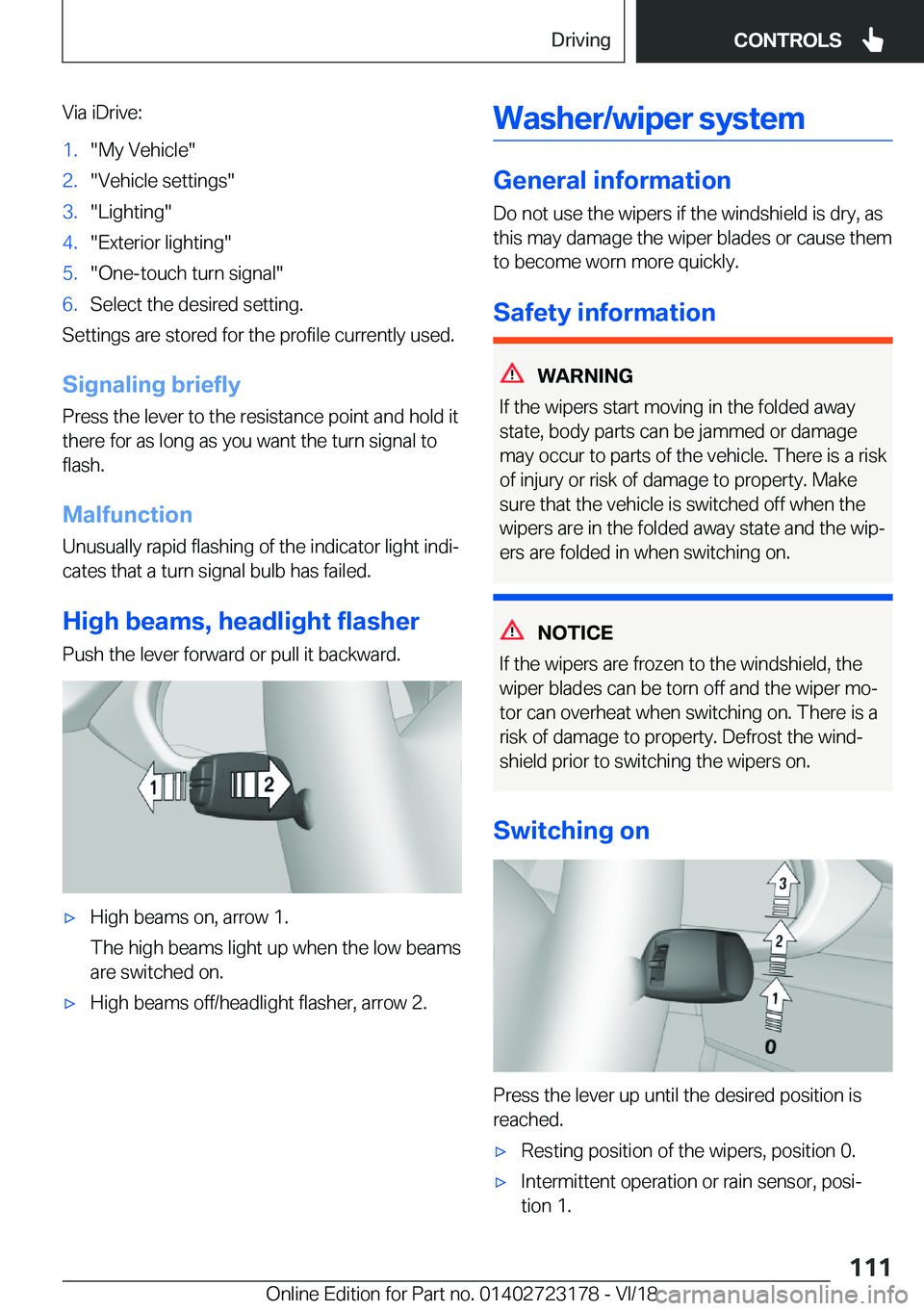 BMW 4 SERIES COUPE 2019  Owners Manual �V�i�a��i�D�r�i�v�e�:�1�.��M�y��V�e�h�i�c�l�e��2�.��V�e�h�i�c�l�e��s�e�t�t�i�n�g�s��3�.��L�i�g�h�t�i�n�g��4�.��E�x�t�e�r�i�o�r��l�i�g�h�t�i�n�g��5�.��O�n�e�-�t�o�u�c�h��t�u�r�n��s�i�g�n