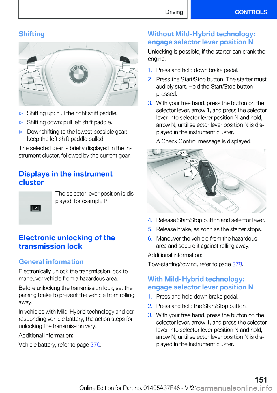 BMW 5 SERIES 2022  Owners Manual �S�h�i�f�t�i�n�g'x�S�h�i�f�t�i�n�g��u�p�:��p�u�l�l��t�h�e��r�i�g�h�t��s�h�i�f�t��p�a�d�d�l�e�.'x�S�h�i�f�t�i�n�g��d�o�w�n�:��p�u�l�l��l�e�f�t��s�h�i�f�t��p�a�d�d�l�e�.'x�D�o�w�n