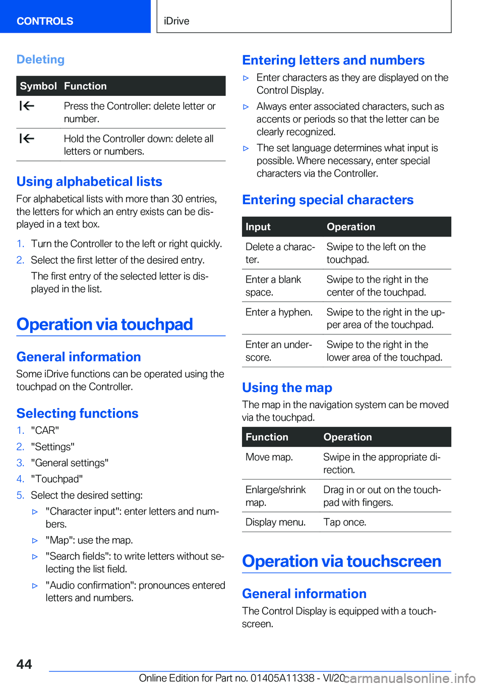 BMW 5 SERIES 2021 Service Manual �D�e�l�e�t�i�n�g�S�y�m�b�o�l�F�u�n�c�t�i�o�n��P�r�e�s�s��t�h�e��C�o�n�t�r�o�l�l�e�r�:��d�e�l�e�t�e��l�e�t�t�e�r��o�r�n�u�m�b�e�r�.��H�o�l�d��t�h�e��C�o�n�t�r�o�l�l�e�r��d�o�w�n�:��d�e�l�e�t