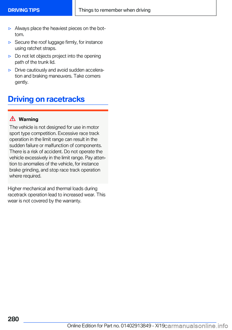BMW 5 SERIES 2020  Owners Manual 'x�A�l�w�a�y�s��p�l�a�c�e��t�h�e��h�e�a�v�i�e�s�t��p�i�e�c�e�s��o�n��t�h�e��b�o�t#j
�t�o�m�.'x�S�e�c�u�r�e��t�h�e��r�o�o�f��l�u�g�g�a�g�e��f�i�r�m�l�y�,��f�o�r��i�n�s�t�a�n�c�e
�u