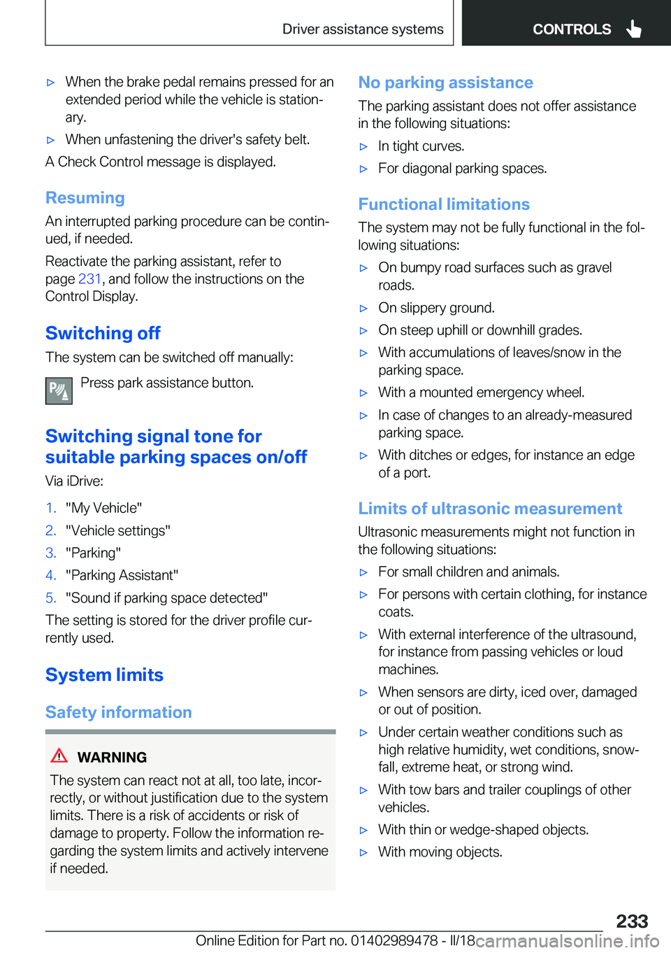 BMW 5 SERIES 2018  Owners Manual 'x�W�h�e�n� �t�h�e� �b�r�a�k�e� �p�e�d�a�l� �r�e�m�a�i�n�s� �p�r�e�s�s�e�d� �f�o�r� �a�n�e�x�t�e�n�d�e�d� �p�e�r�i�o�d� �w�h�i�l�e� �t�h�e� �v�e�h�i�c�l�e� �i�s� �s�t�a�t�i�o�nj
�a�r�y�.'x�W�