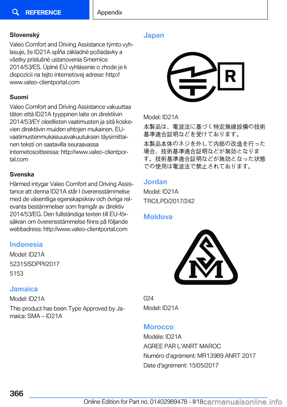 BMW 5 SERIES 2018  Owners Manual �S�l�o�v�e�n�s�k�