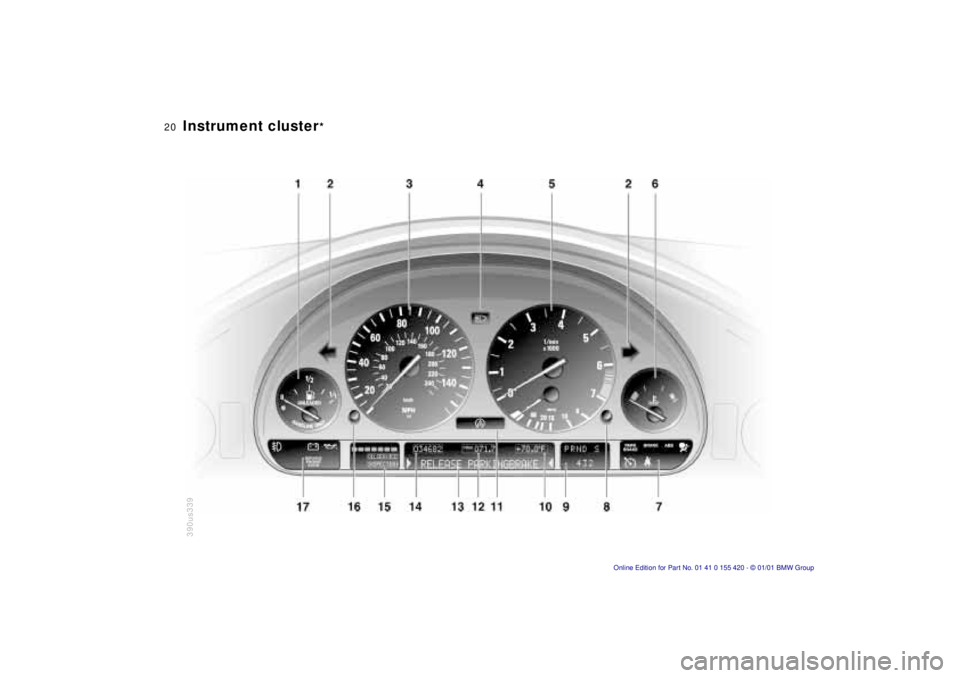 BMW 540I SEDAN 2001 User Guide  
20n
 
Instrument cluster
 
*
390us339 