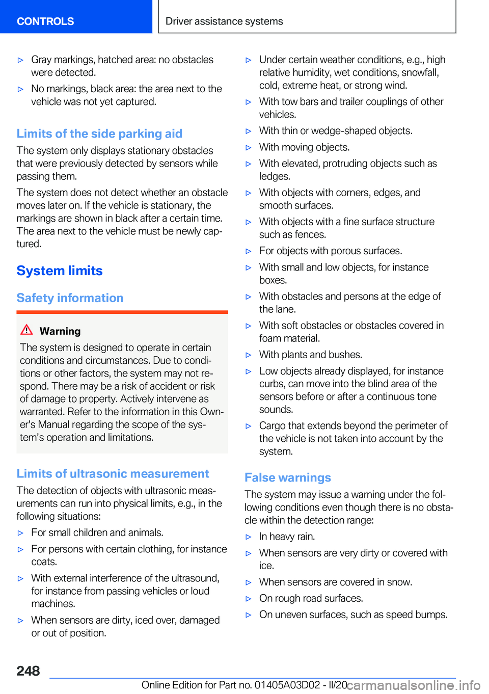 BMW 7 SERIES 2021  Owners Manual 'x�G�r�a�y��m�a�r�k�i�n�g�s�,��h�a�t�c�h�e�d��a�r�e�a�:��n�o��o�b�s�t�a�c�l�e�s�w�e�r�e��d�e�t�e�c�t�e�d�.'x�N�o��m�a�r�k�i�n�g�s�,��b�l�a�c�k��a�r�e�a�:��t�h�e��a�r�e�a��n�e�x�t�