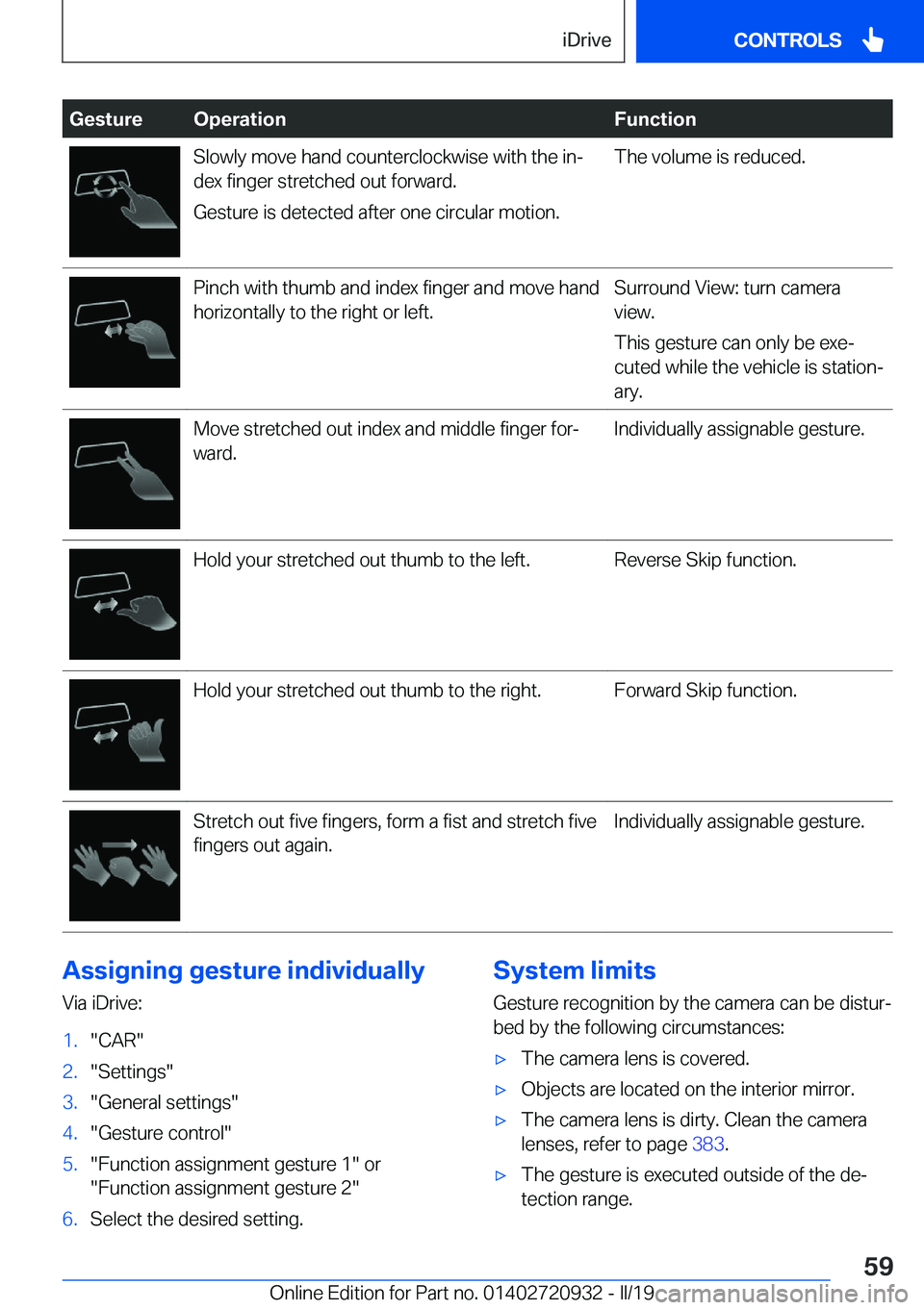 BMW 7 SERIES 2020 Workshop Manual �G�e�s�t�u�r�e�O�p�e�r�a�t�i�o�n�F�u�n�c�t�i�o�n�S�l�o�w�l�y��m�o�v�e��h�a�n�d��c�o�u�n�t�e�r�c�l�o�c�k�w�i�s�e��w�i�t�h��t�h�e��i�nj
�d�e�x��f�i�n�g�e�r��s�t�r�e�t�c�h�e�d��o�u�t��f�o�r�w�