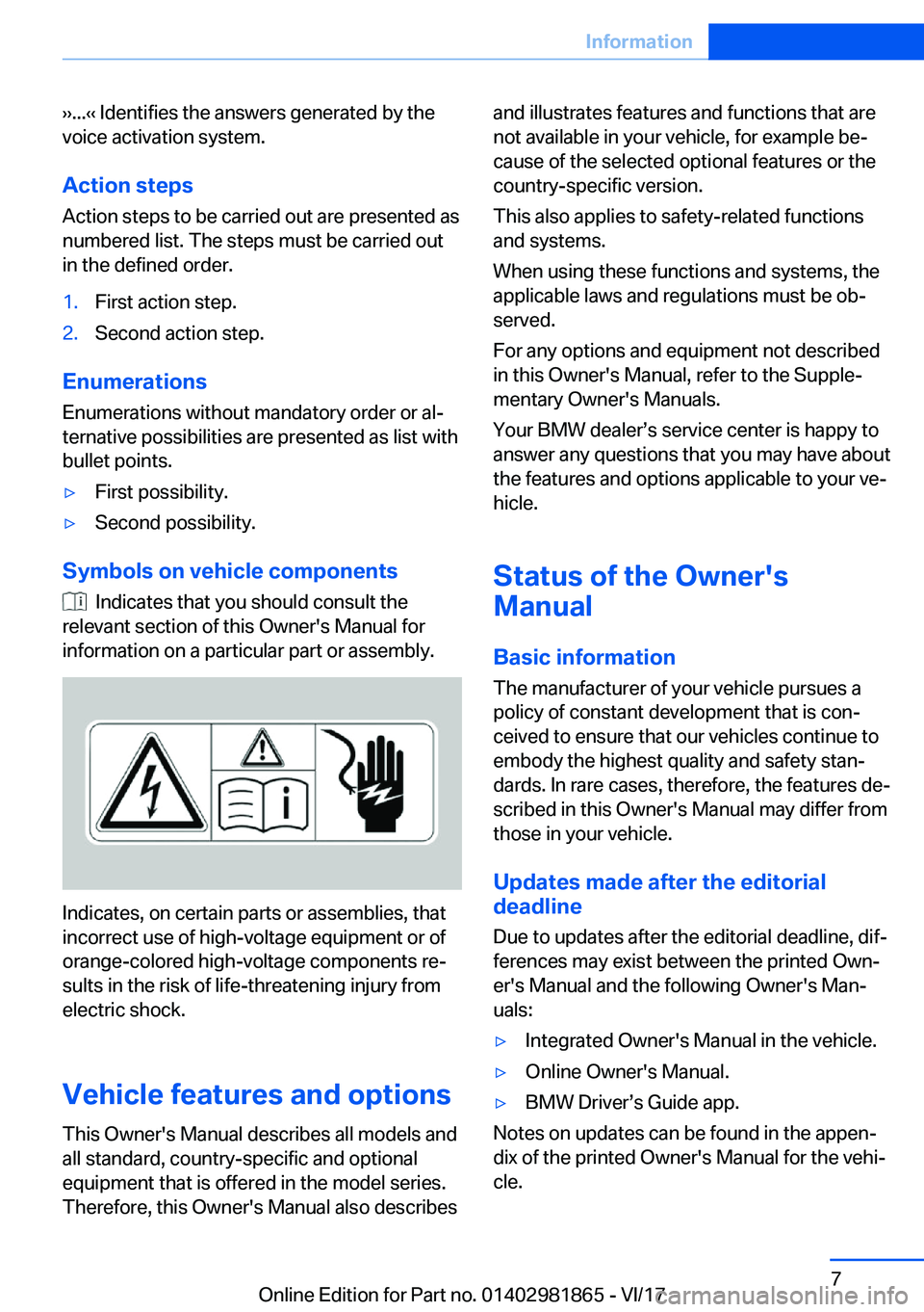 BMW 7 SERIES 2018  Owners Manual #