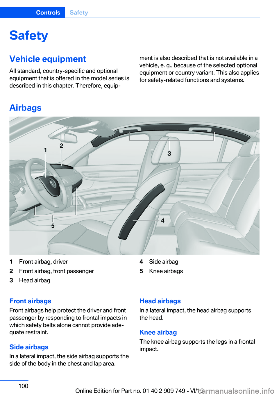 BMW 740LI 2014 Owners Manual SafetyVehicle equipment
All standard, country-specific and optional
equipment that is offered in the model series is
described in this chapter. Therefore, equip‐ment is also described that is not av BMW 740LI 2014 Owners Manual SafetyVehicle equipment
All standard, country-specific and optional
equipment that is offered in the model series is
described in this chapter. Therefore, equip‐ment is also described that is not av