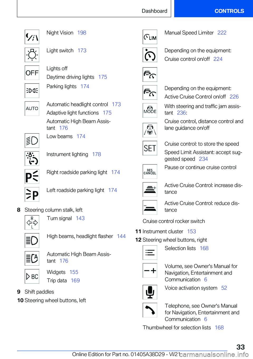 BMW 8 SERIES CONVERTIBLE 2022 Owners Guide �N�i�g�h�t��V�i�s�i�o�n#\#_�1�9�8�L�i�g�h�t��s�w�i�t�c�h#\#_ �1�7�3�L�i�g�h�t�s��o�f�f
�D�a�y�t�i�m�e��d�r�i�v�i�n�g��l�i�g�h�t�s#\#_ �1�7�5�P�a�r�k�i�n�g��l�i�g�h�t�s#\#_�1�7�4�A�u�t�o�m�a�t�i�