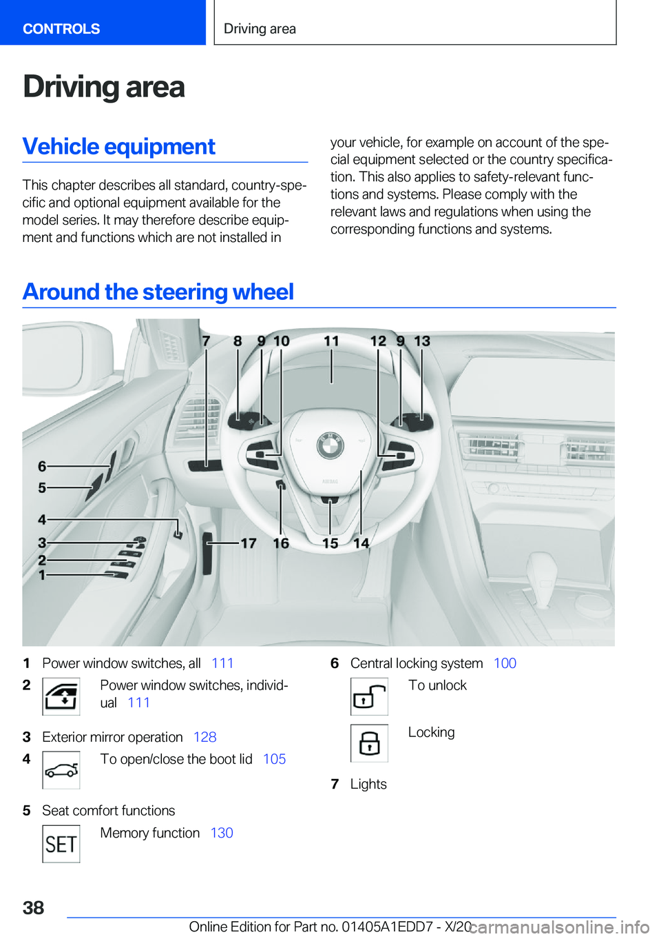 BMW 8 SERIES CONVERTIBLE 2021 Owners Guide �D�r�i�v�i�n�g��a�r�e�a�V�e�h�i�c�l�e��e�q�u�i�p�m�e�n�t
�T�h�i�s��c�h�a�p�t�e�r��d�e�s�c�r�i�b�e�s��a�l�l��s�t�a�n�d�a�r�d�,��c�o�u�n�t�r�y�-�s�p�ej�c�i�f�i�c��a�n�d��o�p�t�i�o�n�a�l��e�q�