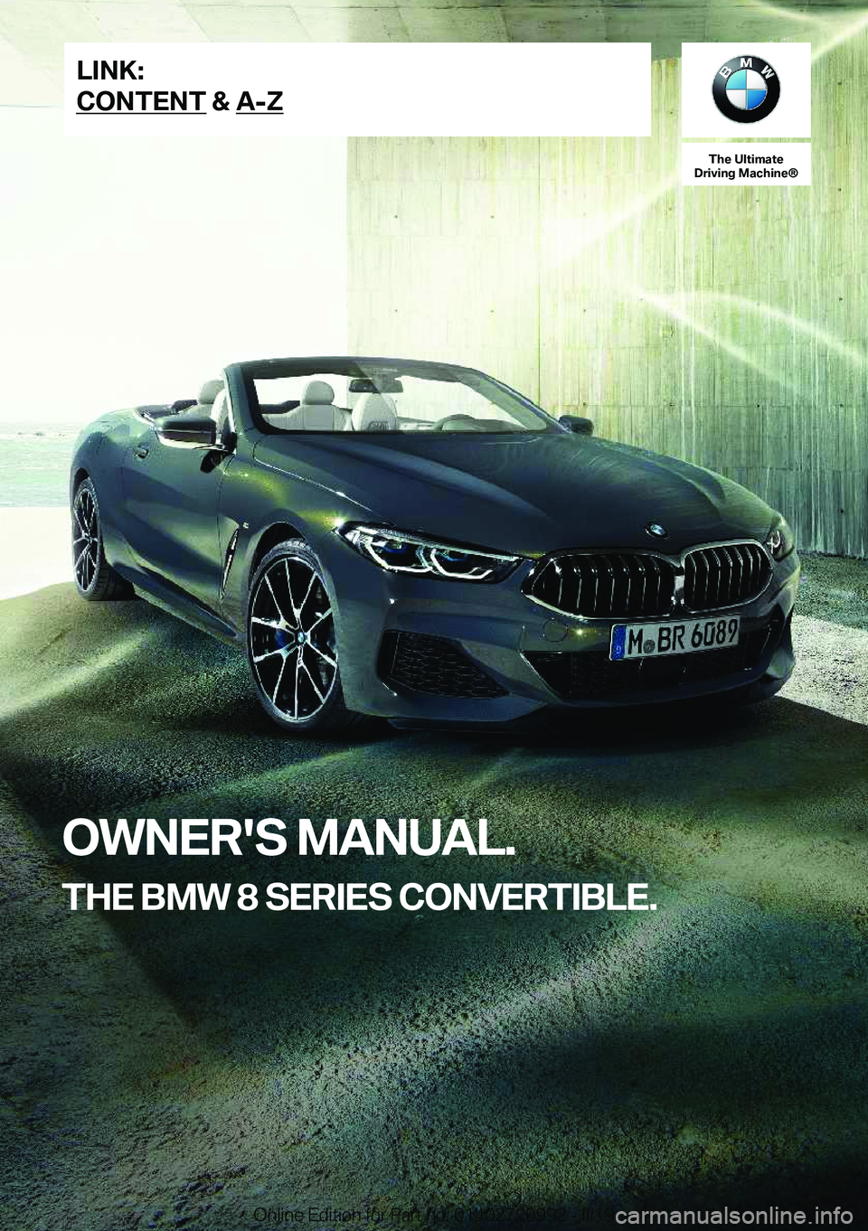 BMW 8 SERIES CONVERTIBLE 2020  Owners Manual 