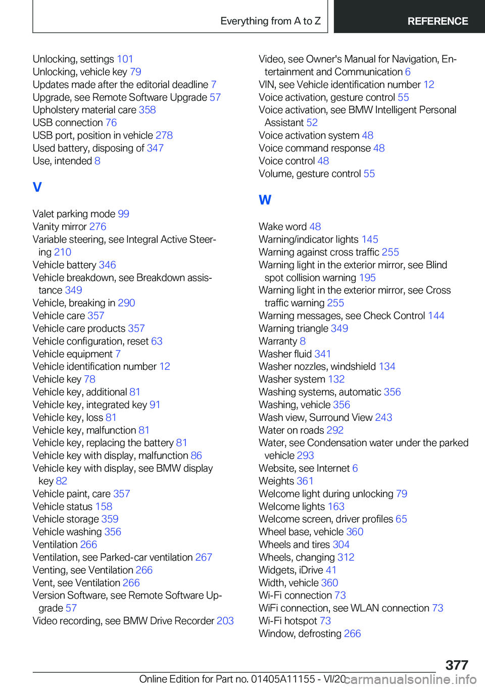 BMW 8 SERIES COUPE 2021  Owners Manual �U�n�l�o�c�k�i�n�g�,��s�e�t�t�i�n�g�s��1�0�1�
�U�n�l�o�c�k�i�n�g�,��v�e�h�i�c�l�e��k�e�y� �7�9�
�U�p�d�a�t�e�s��m�a�d�e��a�f�t�e�r��t�h�e��e�d�i�t�o�r�i�a�l��d�e�a�d�l�i�n�e� �7�
�U�p�g�