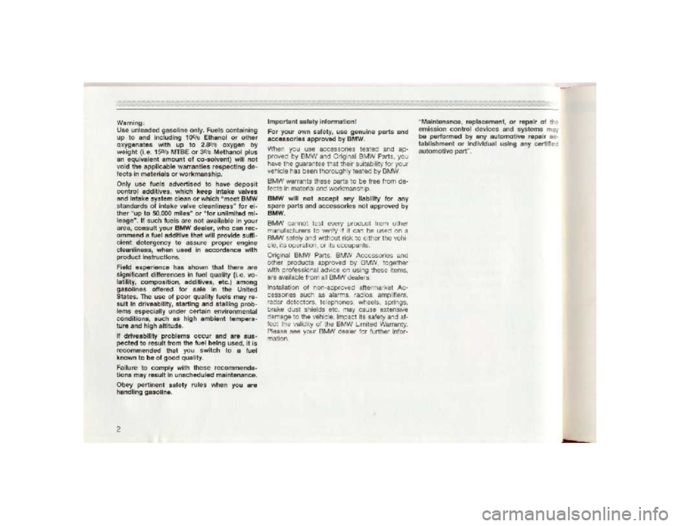 BMW 850I COUPE 1989 Owners Manual BMW 850I COUPE 1989 Owners Manual