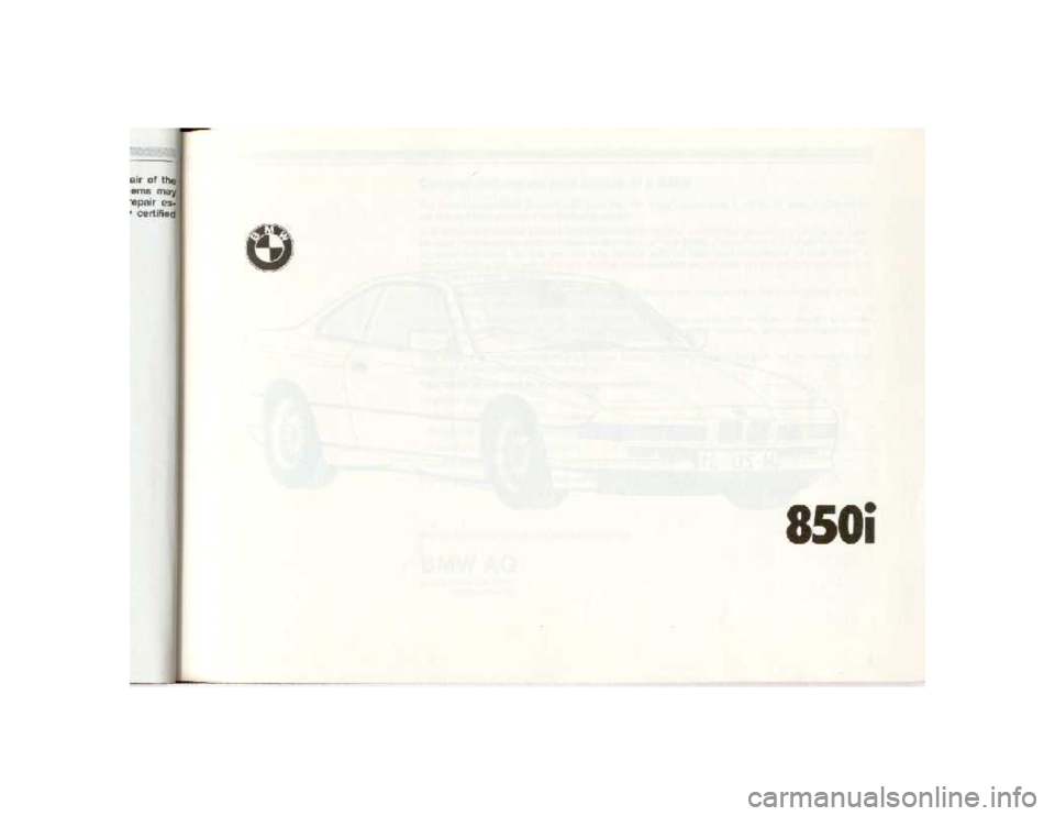 BMW 850I COUPE 1989 Owners Manual BMW 850I COUPE 1989 Owners Manual