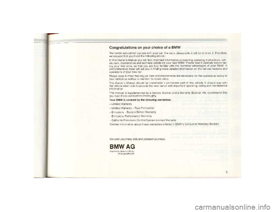 BMW 850I COUPE 1989 Owners Manual BMW 850I COUPE 1989 Owners Manual
